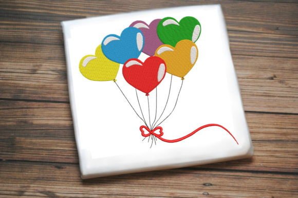 Heart Rainbow Balloons Embroidery Design